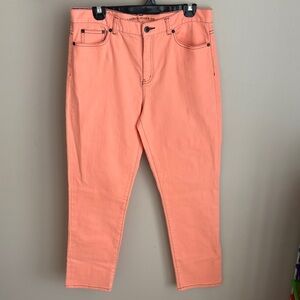 RALPH LAUREN JEANS CO denim ankle pants size 10 salmon coral pink cotton stretch